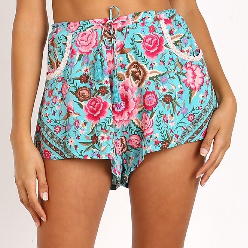 Spell & the Gypsy Collective Babushka Turquoise Blouse Shorts Set XS - Picture 9 of 16